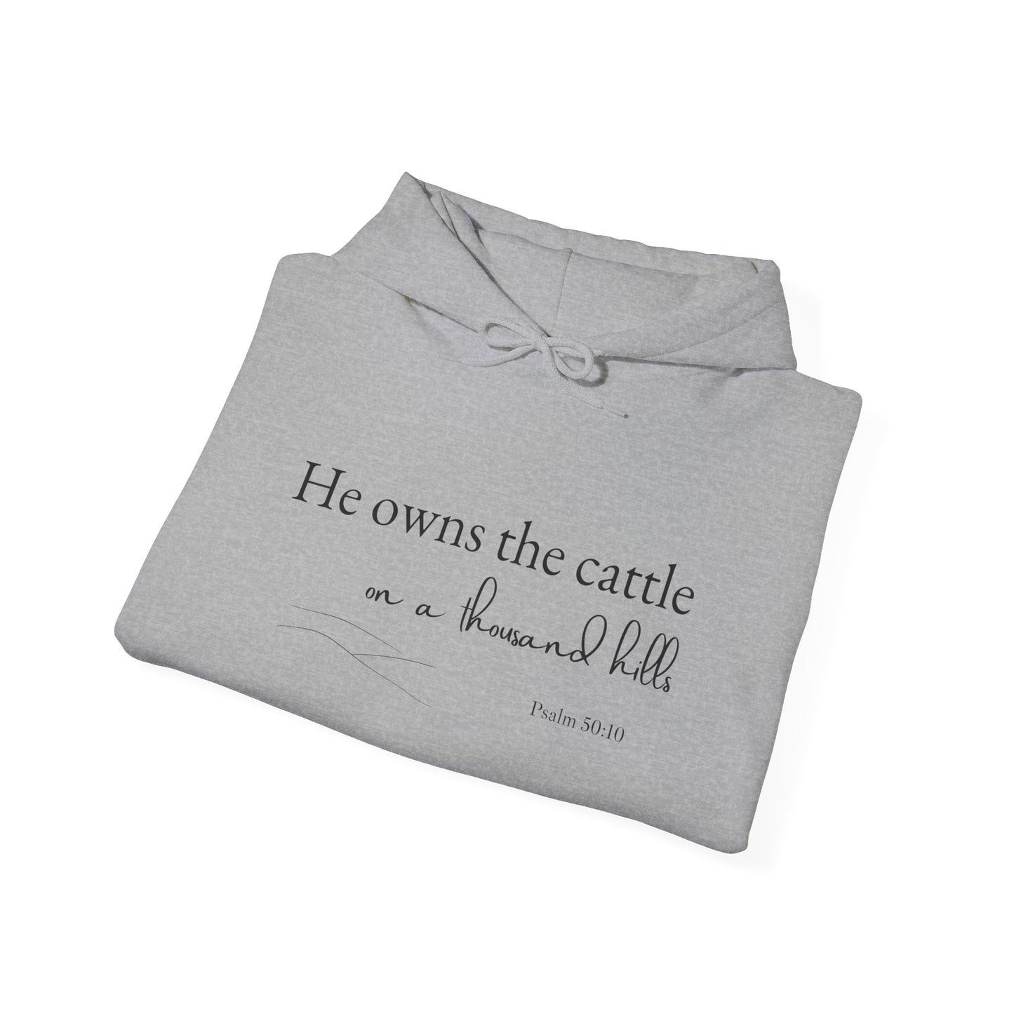 Christian Psalm Hoodie Sweatshirt with Cattle Silhouette Design