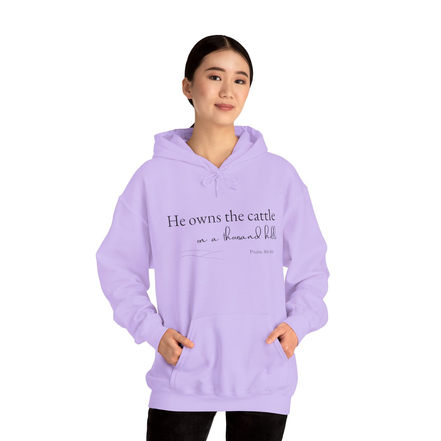 Christian Psalm Hoodie Sweatshirt with Cattle Silhouette Design