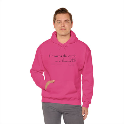 Christian Psalm Hoodie Sweatshirt with Cattle Silhouette Design