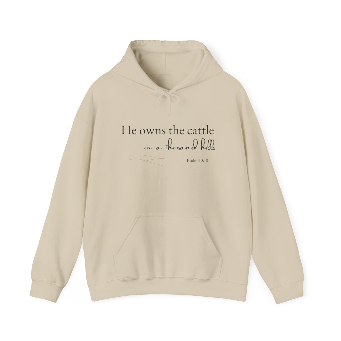 Christian Psalm Hoodie Sweatshirt with Cattle Silhouette Design