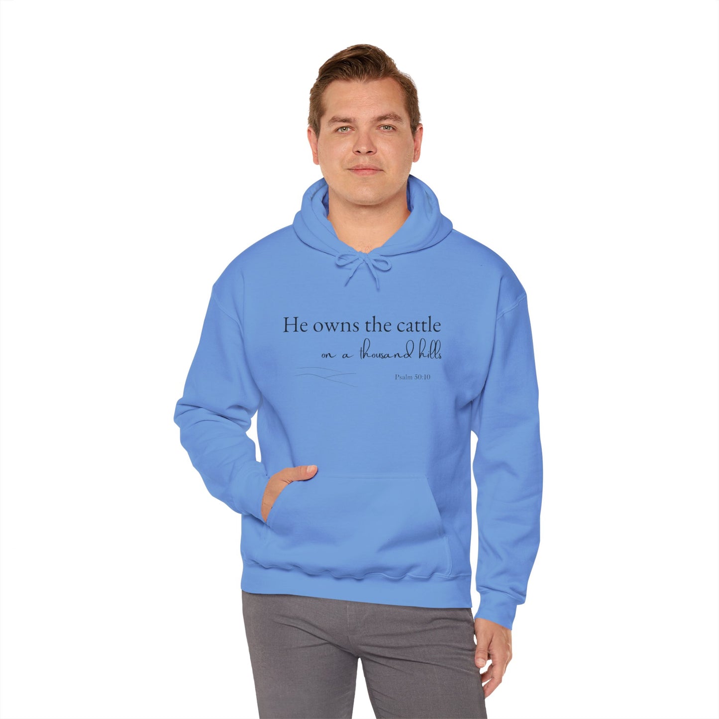 Christian Psalm Hoodie Sweatshirt with Cattle Silhouette Design