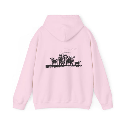 Christian Psalm Hoodie Sweatshirt with Cattle Silhouette Design