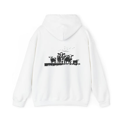 Christian Psalm Hoodie Sweatshirt with Cattle Silhouette Design