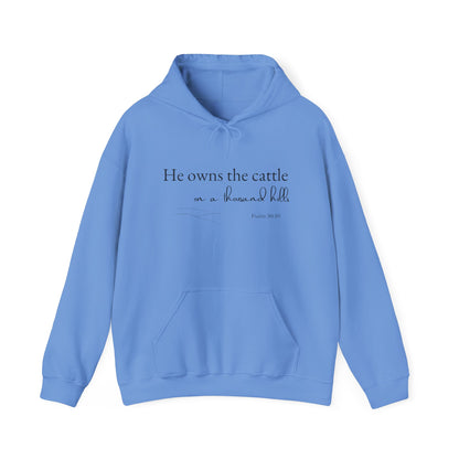 Christian Psalm Hoodie Sweatshirt with Cattle Silhouette Design