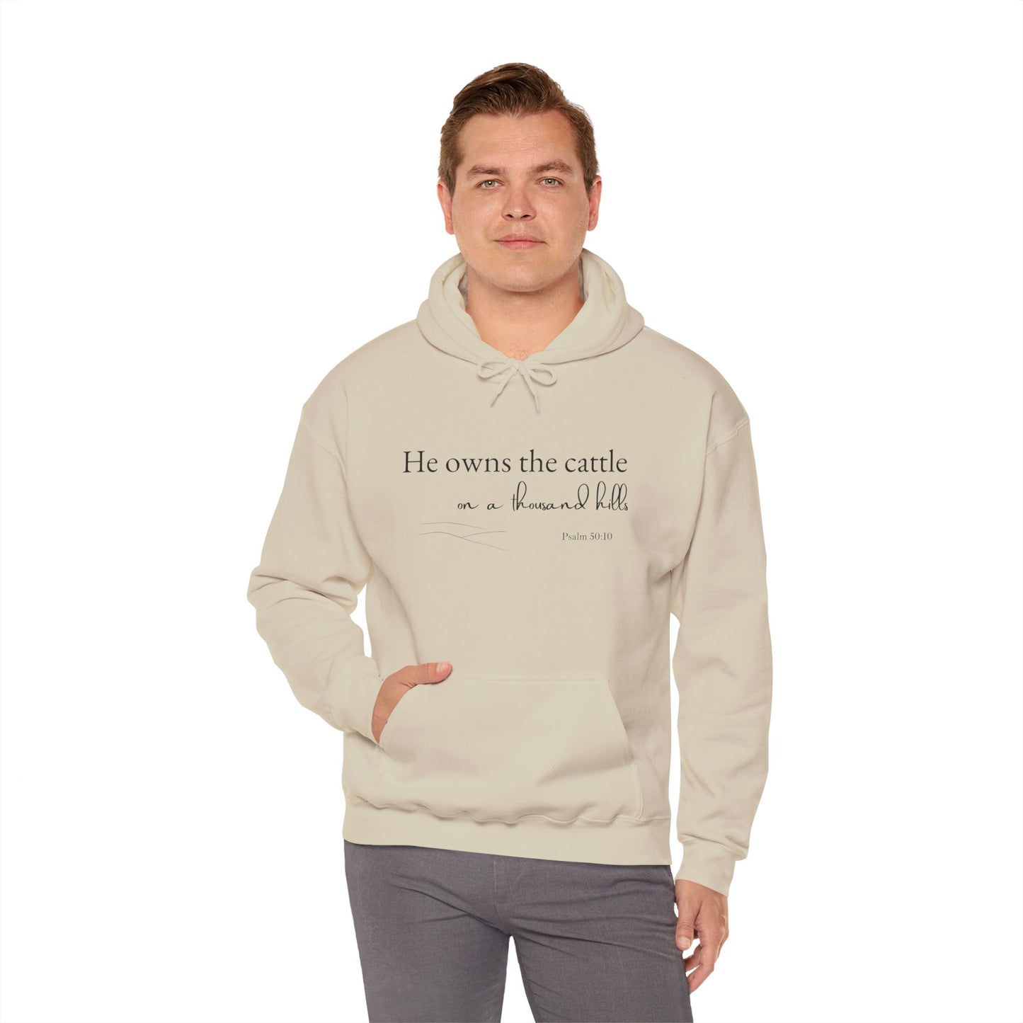 Christian Psalm Hoodie Sweatshirt with Cattle Silhouette Design