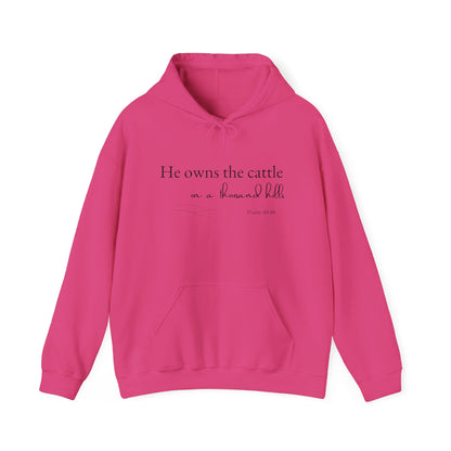 Christian Psalm Hoodie Sweatshirt with Cattle Silhouette Design