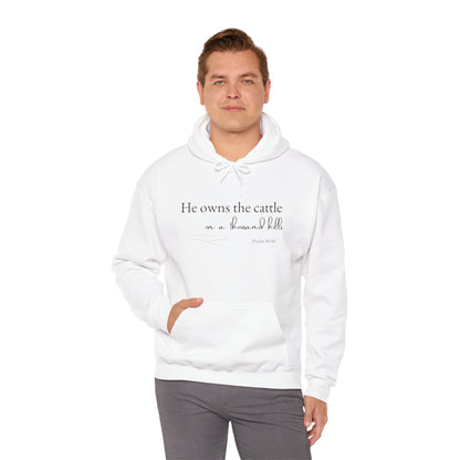 Christian Psalm Hoodie Sweatshirt with Cattle Silhouette Design