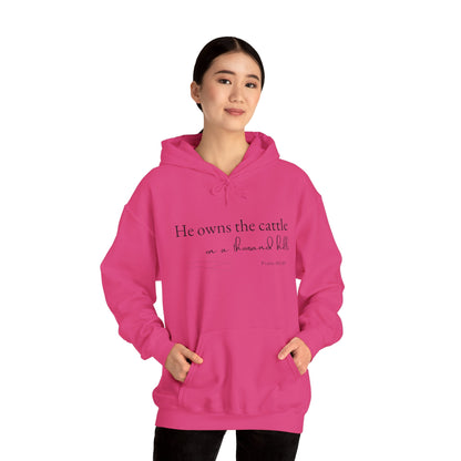 Christian Psalm Hoodie Sweatshirt with Cattle Silhouette Design