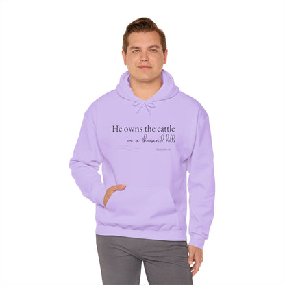 Christian Psalm Hoodie Sweatshirt with Cattle Silhouette Design