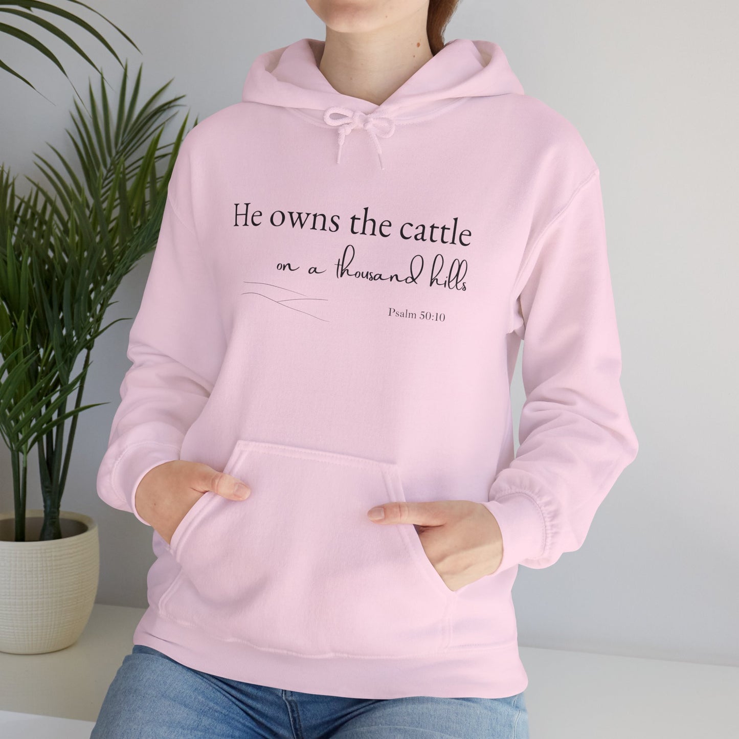 Christian Psalm Hoodie Sweatshirt with Cattle Silhouette Design