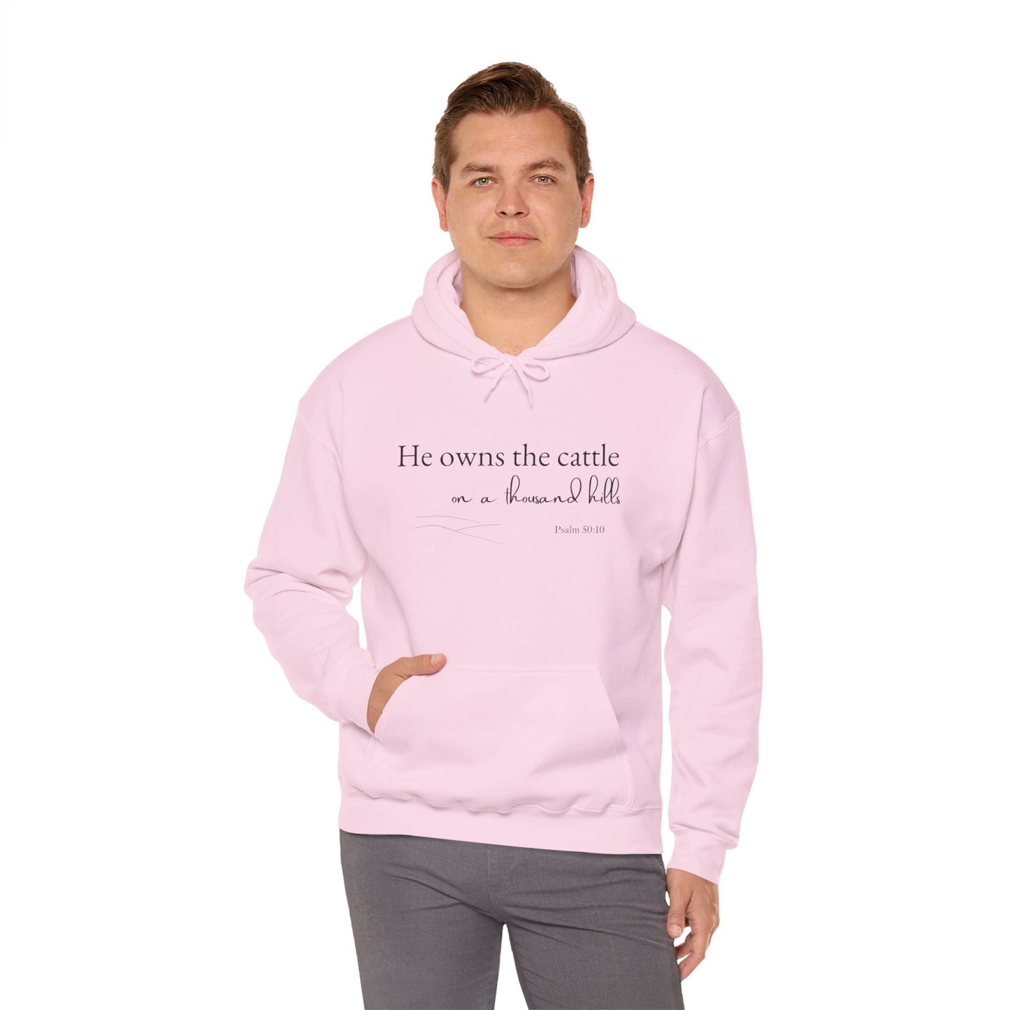 Christian Psalm Hoodie Sweatshirt with Cattle Silhouette Design