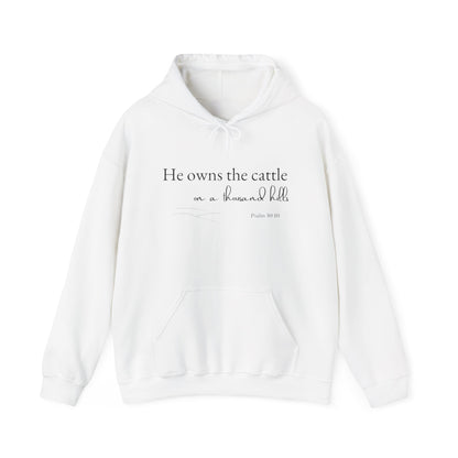 Christian Psalm Hoodie Sweatshirt with Cattle Silhouette Design