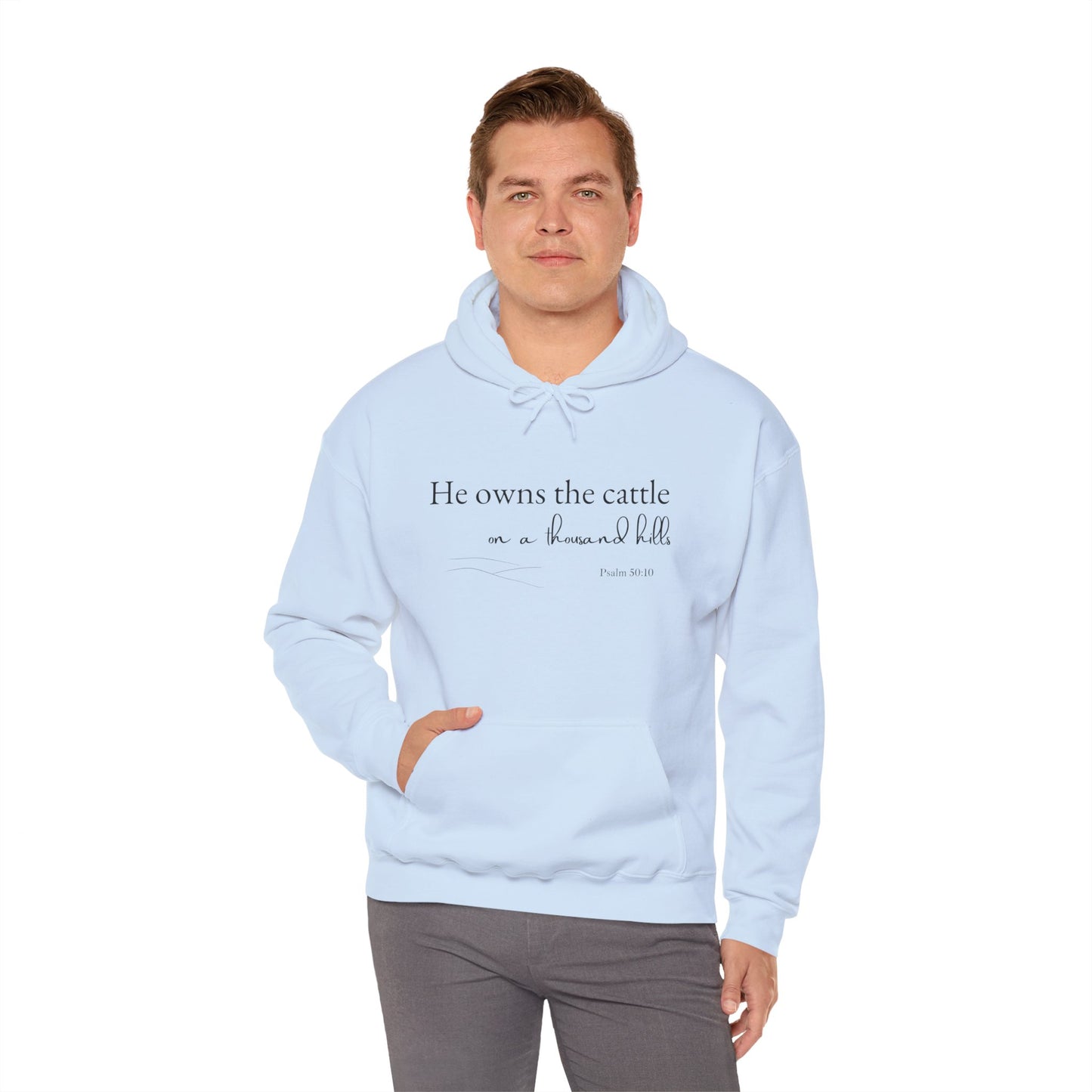 Christian Psalm Hoodie Sweatshirt with Cattle Silhouette Design