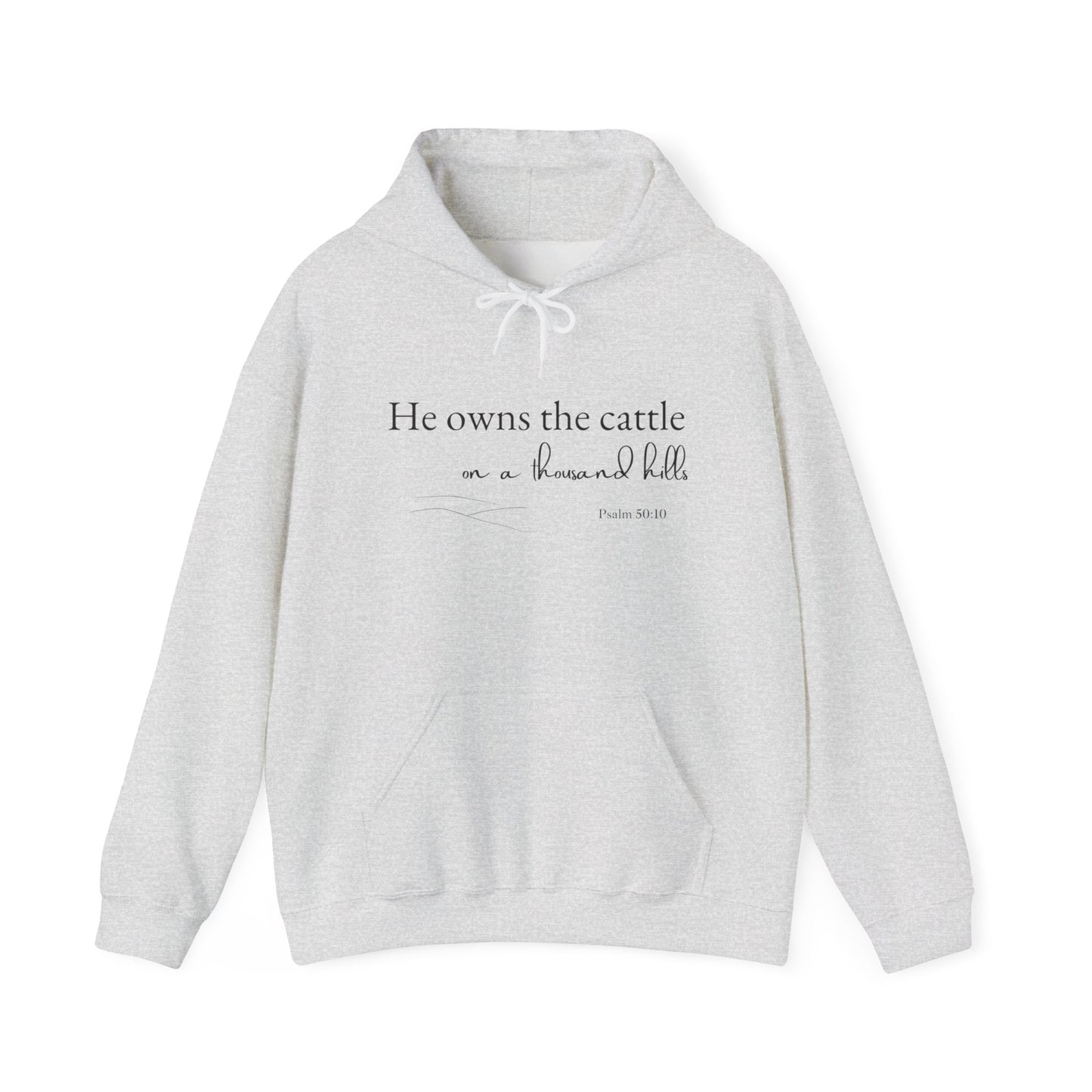 Christian Psalm Hoodie Sweatshirt with Cattle Silhouette Design