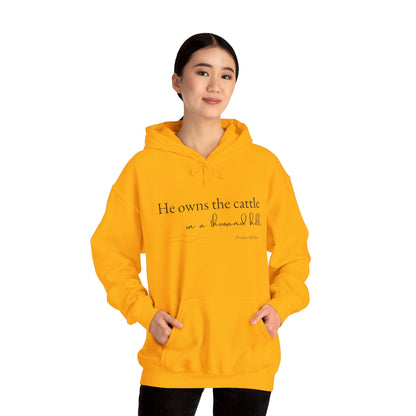 Christian Psalm Hoodie Sweatshirt with Cattle Silhouette Design